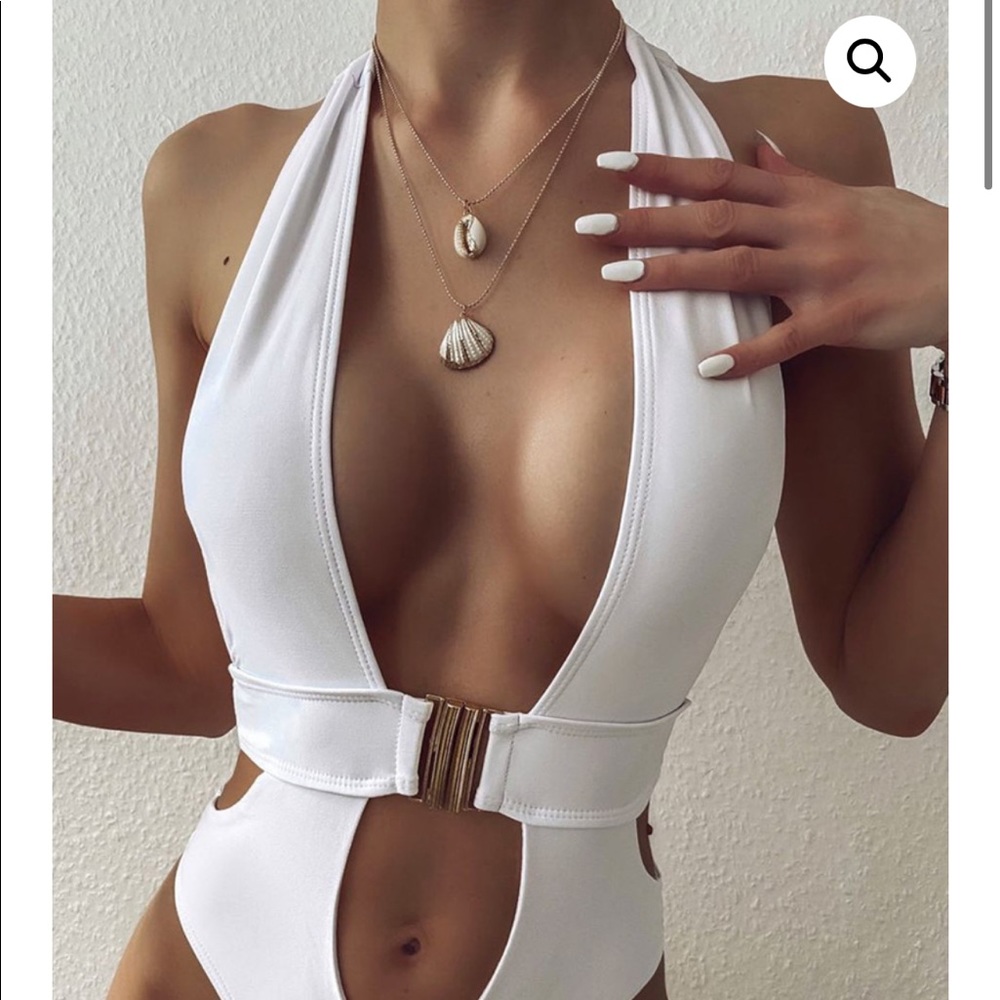 White one piece swimsuit by Mermaids Swimwear